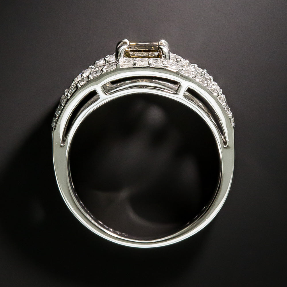 Estate .68 Carat Champagne Emerald-Cut Diamond Ring - 3