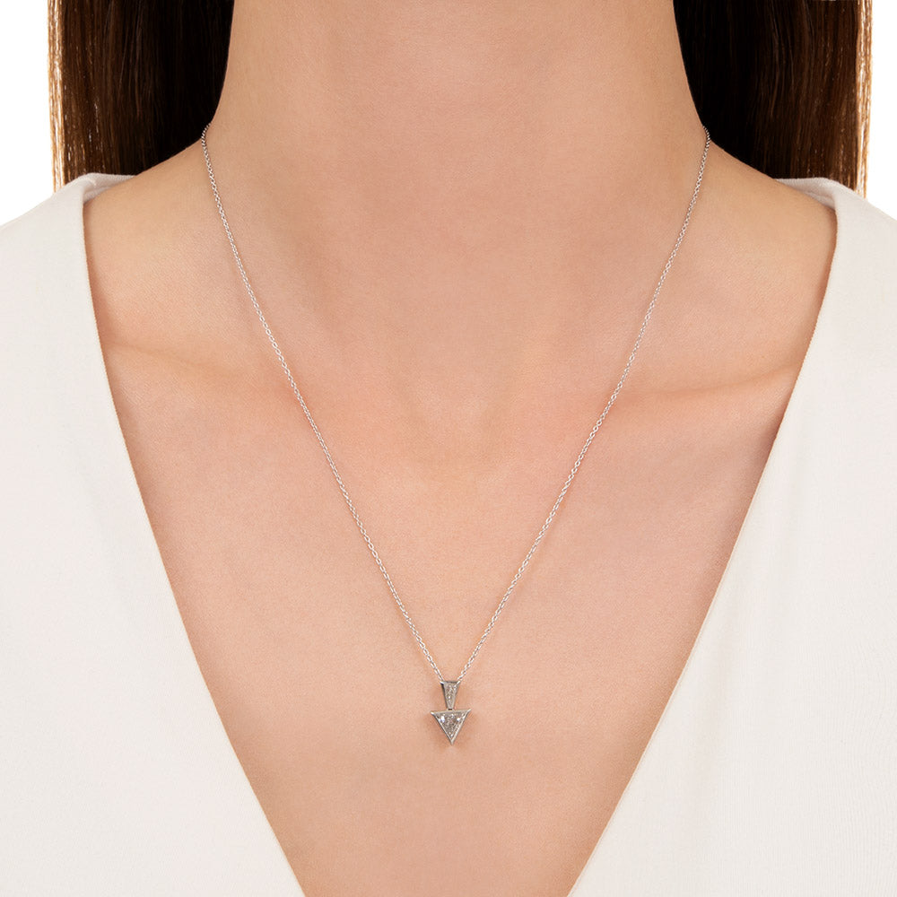 Estate .74 Carat Triangle And Baguette Diamond Pendant  - 4