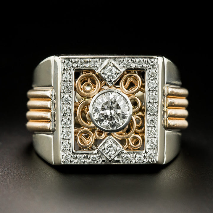 Estate .75 Carat Diamond Two-Tone Gold Ring, Italy