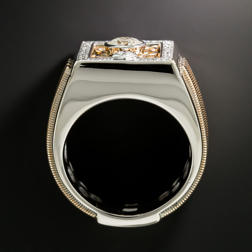 Estate .75 Carat Diamond Two-Tone Gold Ring, Italy - 7