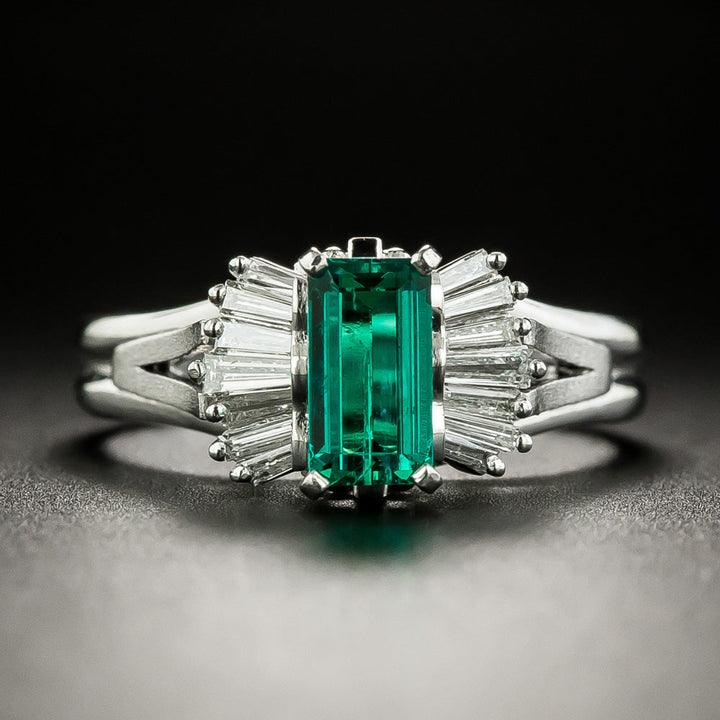 Estate .76 Carat Emerald and Diamond Bow Ring