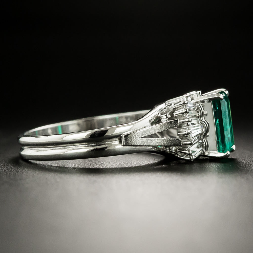 Estate .76 Carat Emerald and Diamond Bow Ring - 4