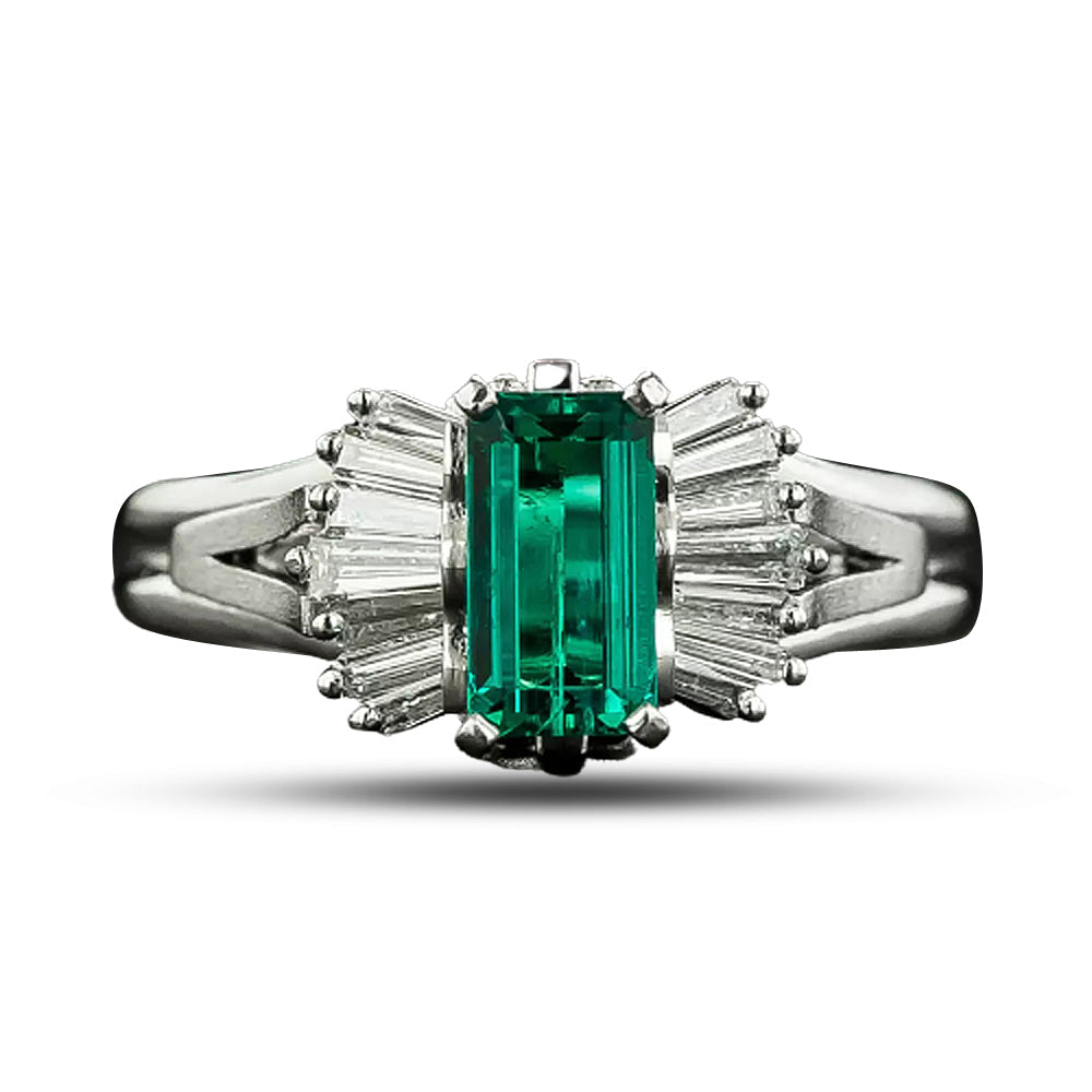 Estate .76 Carat Emerald and Diamond Bow Ring - 4