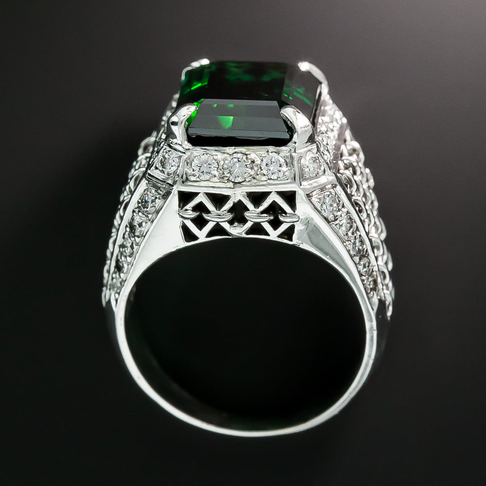 Estate 8.33 Carat Tourmaline and Diamond Basket Weave Ring - 5