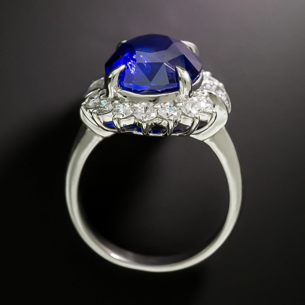 Estate 8.50 Carat Sapphire and Diamond Halo Ring - GIA - 5