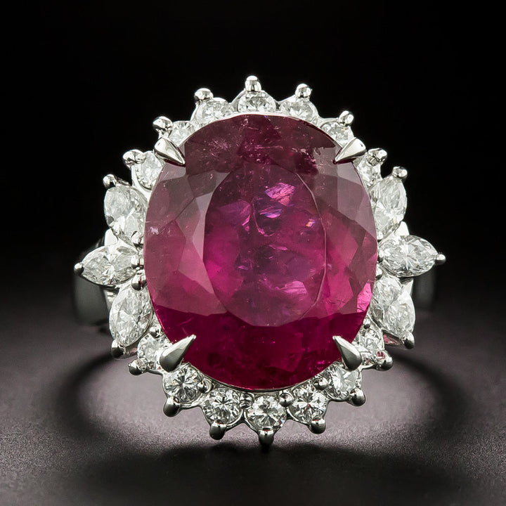 Estate 8.88 Carat Pink Tourmaline and Diamond Ring