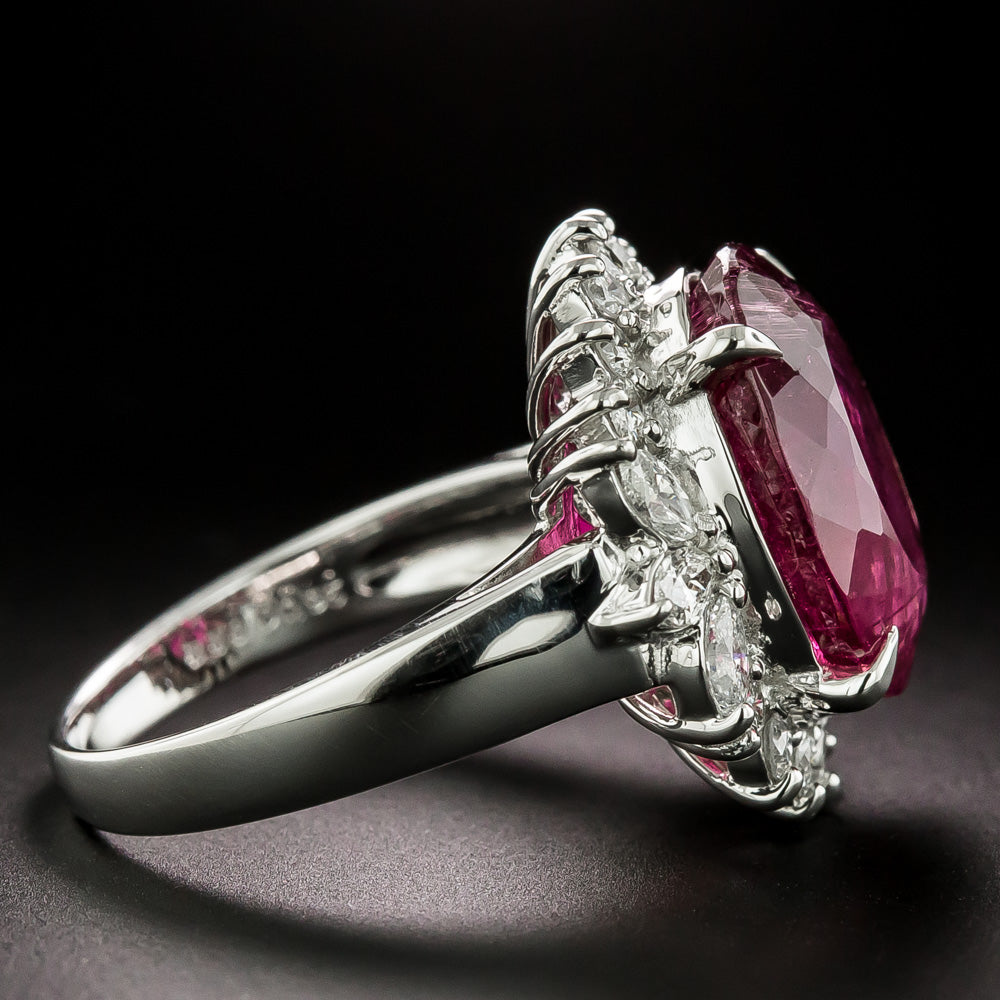Estate 8.88 Carat Pink Tourmaline and Diamond Ring  - 4