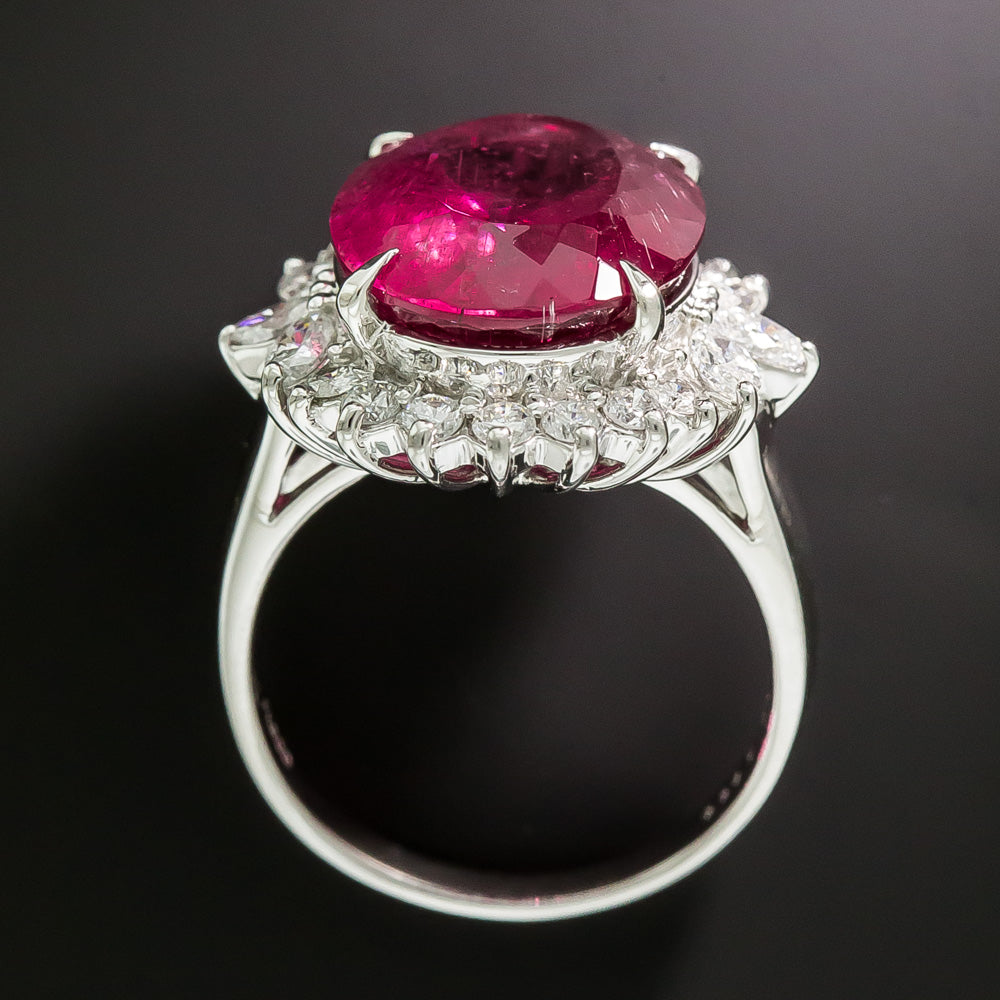Estate 8.88 Carat Pink Tourmaline and Diamond Ring  - 5