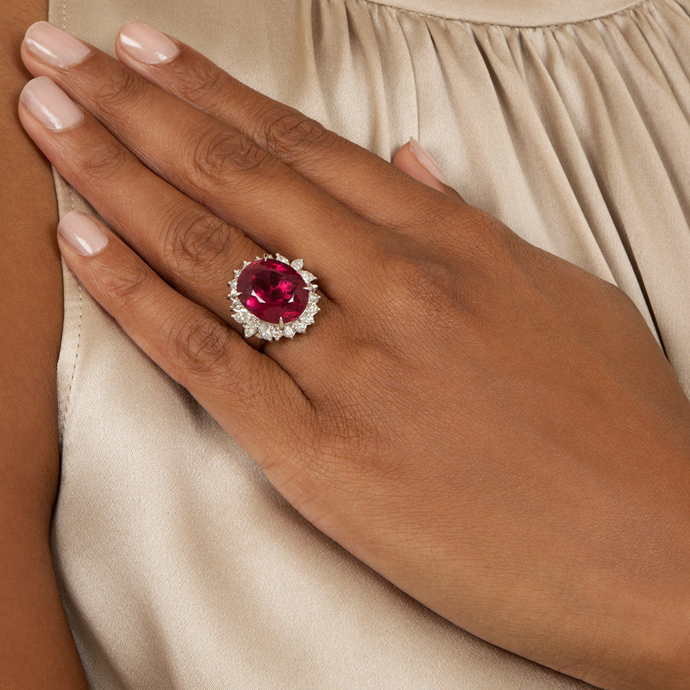 Estate 8.88 Carat Pink Tourmaline and Diamond Ring  - 6
