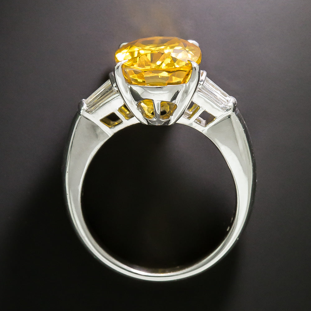 Estate 9.11 Carat Orange-Yellow Burmese Sapphire and Diamond Ring - GIA - 5