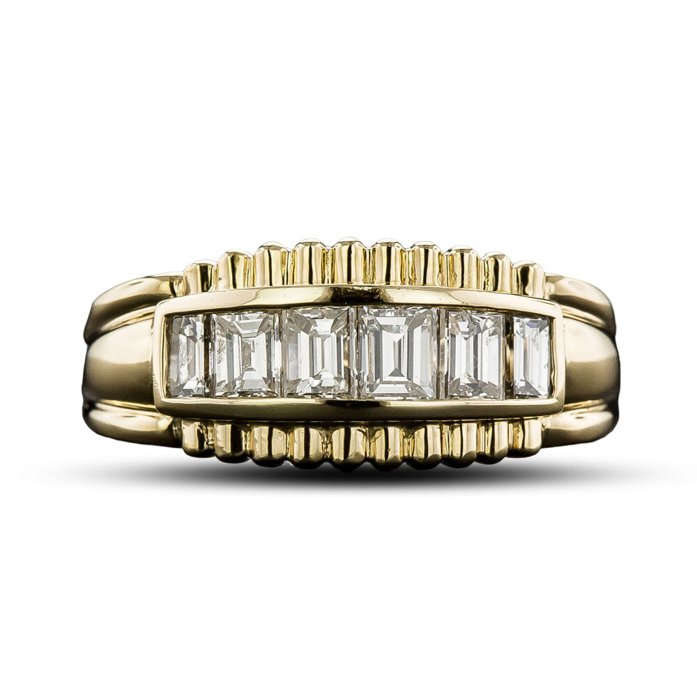 Estate .93 Carat Baguette Diamond Band Ring - 4