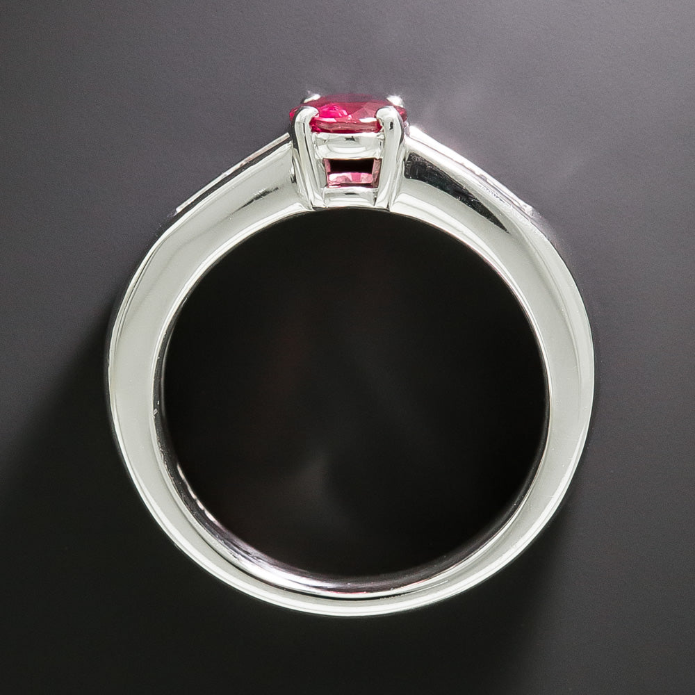 Estate .99 Carat Ruby and Baguette Diamond Ring - 4