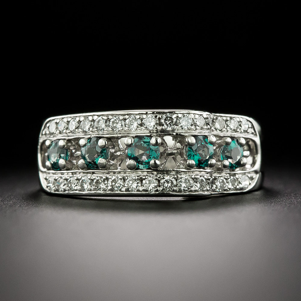 Estate Alexandrite and Diamond Band Ring - 3