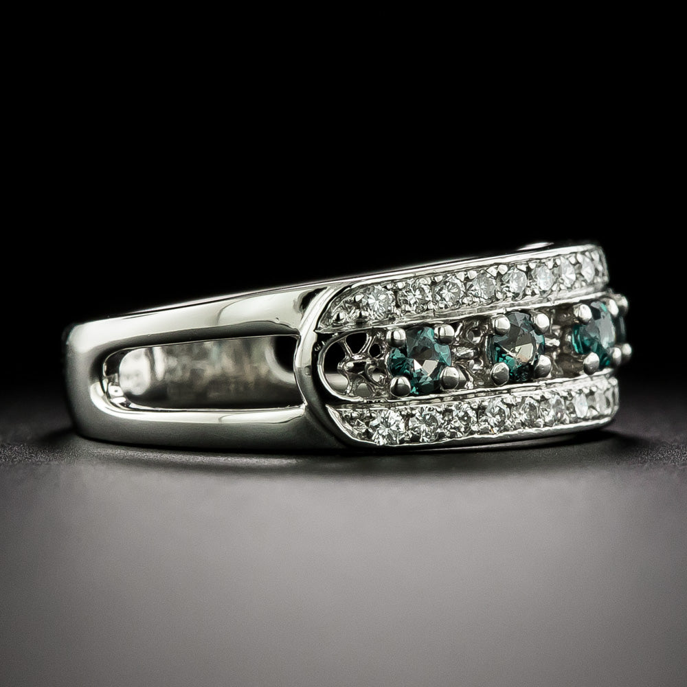 Estate Alexandrite and Diamond Band Ring - 4