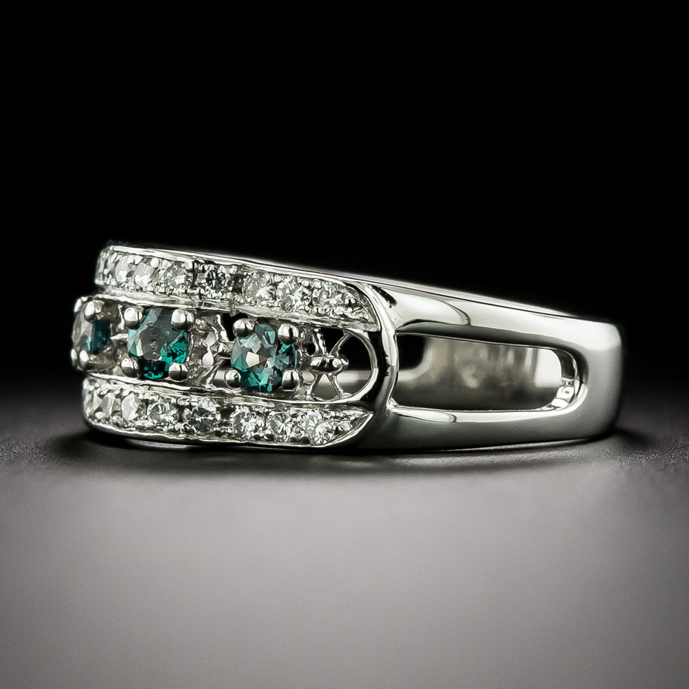 Estate Alexandrite and Diamond Band Ring - 5