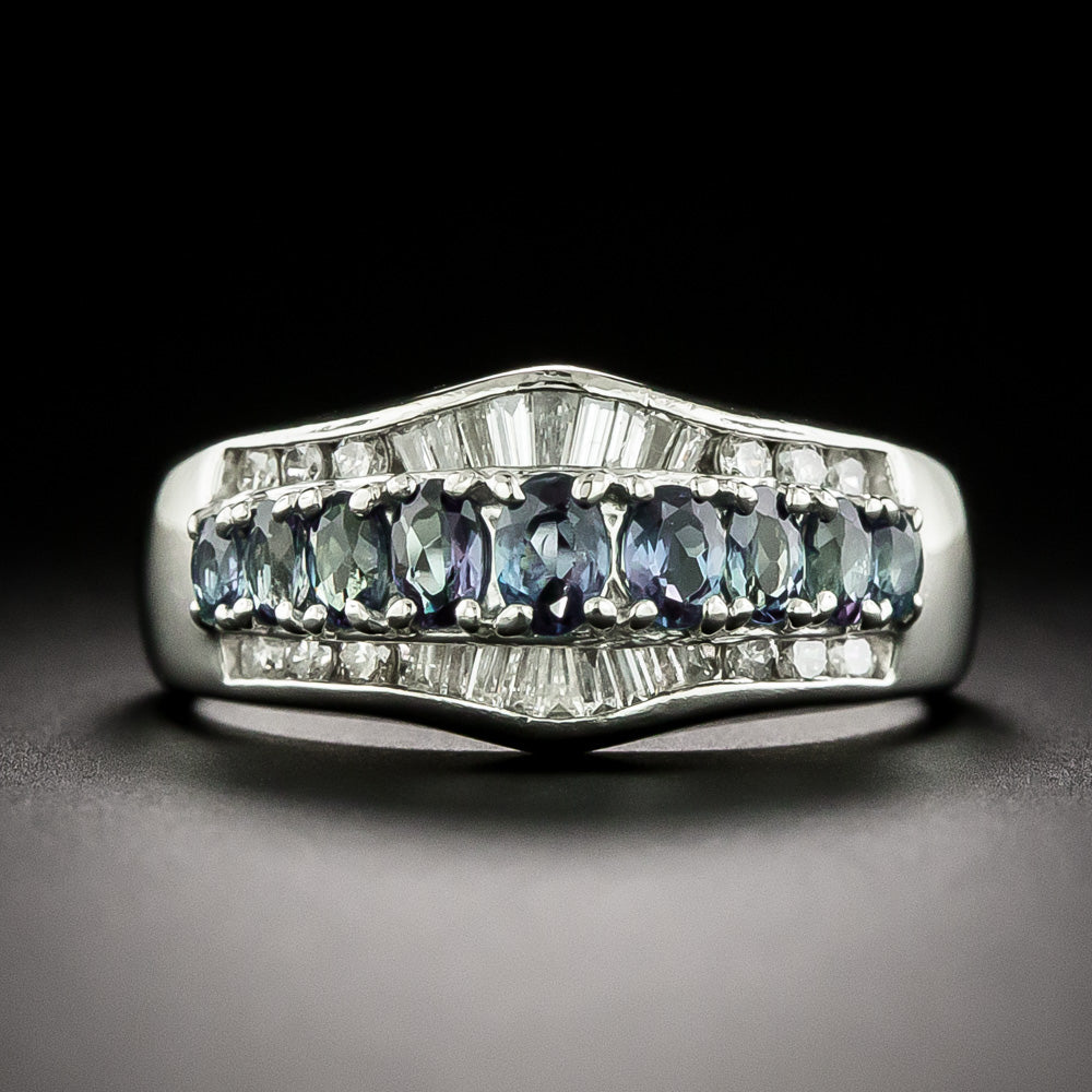 Estate Alexandrite and Diamond Band Ring - 4