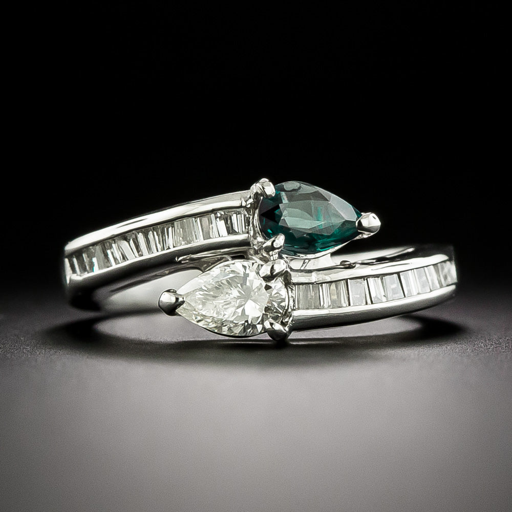 Estate Alexandrite and Diamond Bypass Ring  - 3