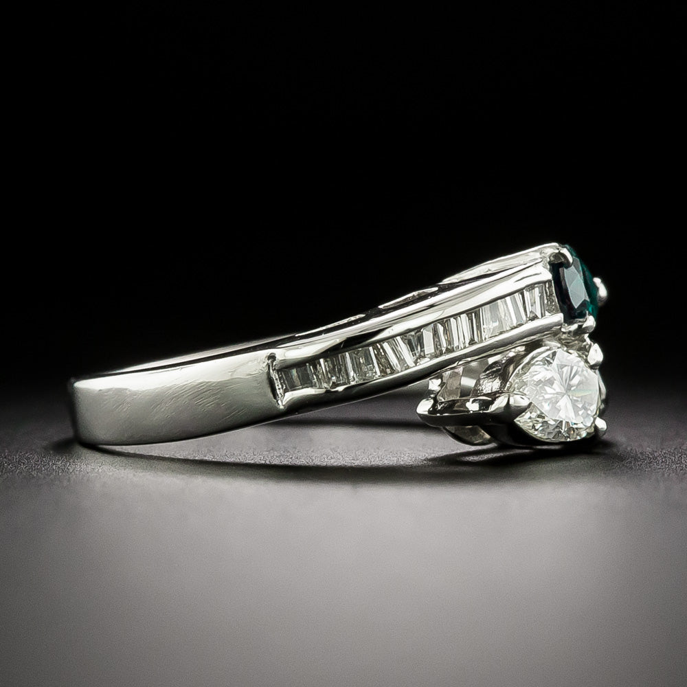 Estate Alexandrite and Diamond Bypass Ring  - 4