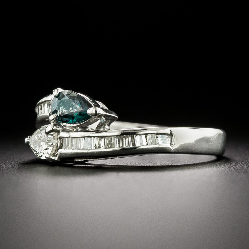 Estate Alexandrite and Diamond Bypass Ring  - 5