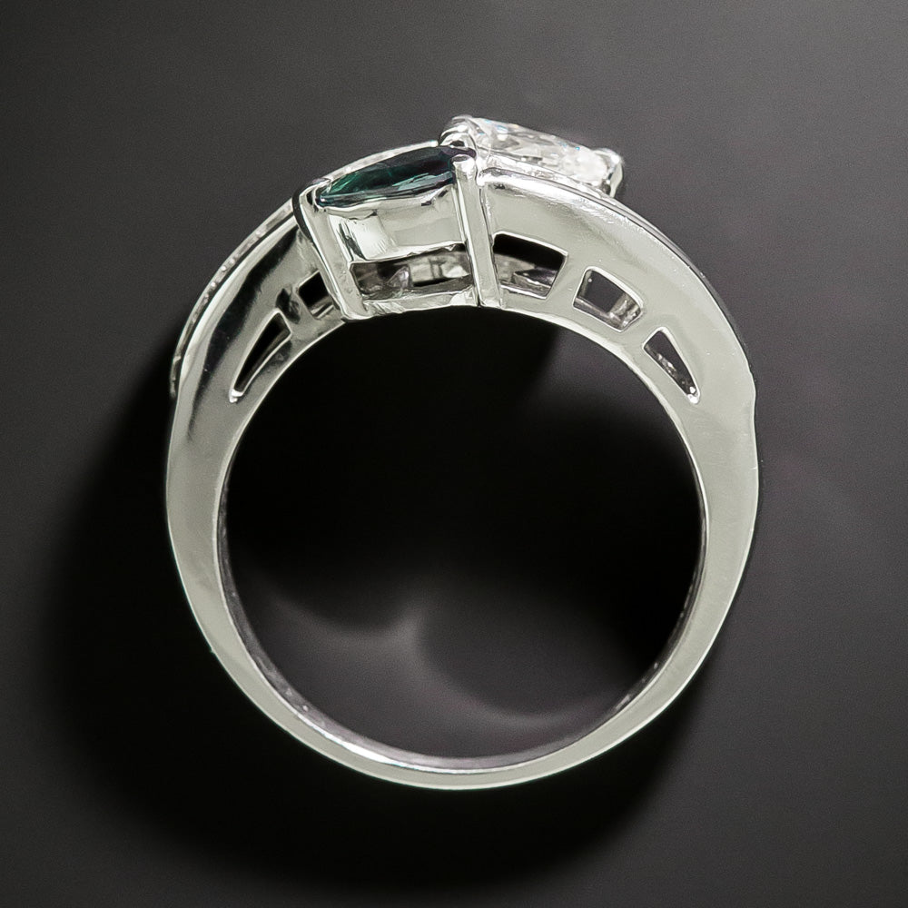Estate Alexandrite and Diamond Bypass Ring  - 6