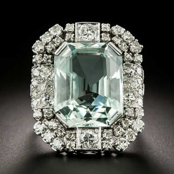 Estate Aquamarine and Diamond Cocktail Ring