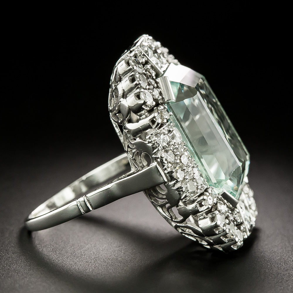 Estate Aquamarine and Diamond Cocktail Ring - 4