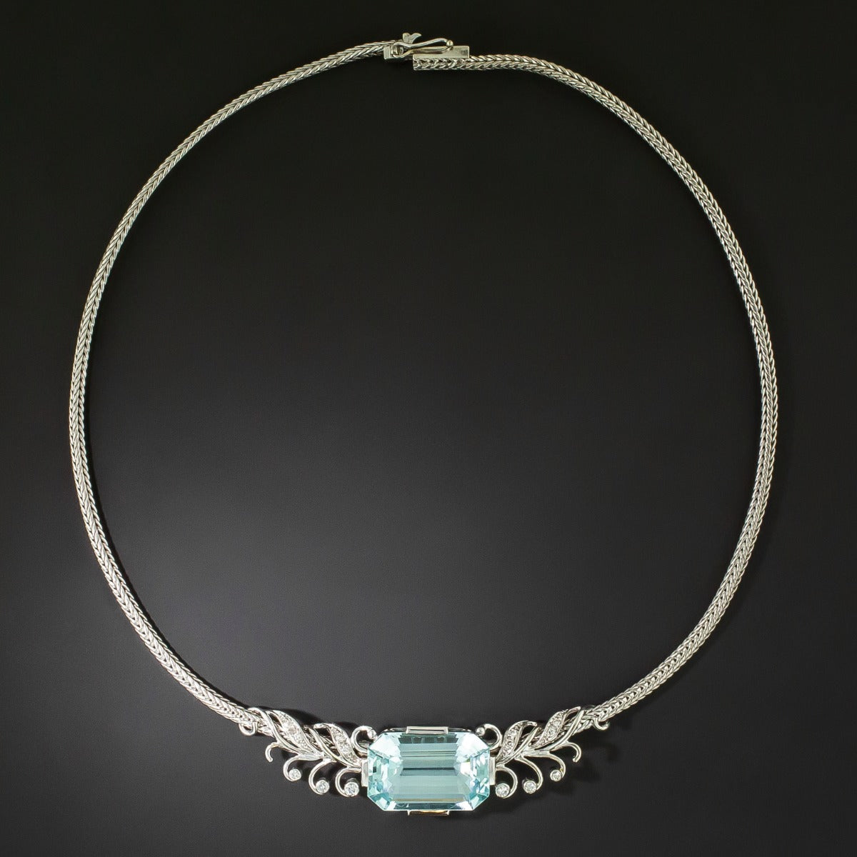Estate Aquamarine and Diamond Necklace - 3