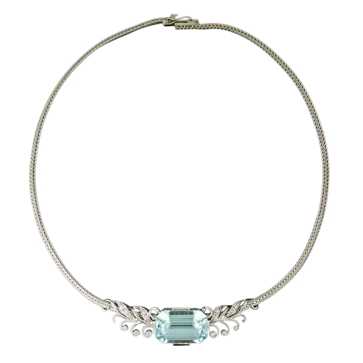 Estate Aquamarine and Diamond Necklace - 4