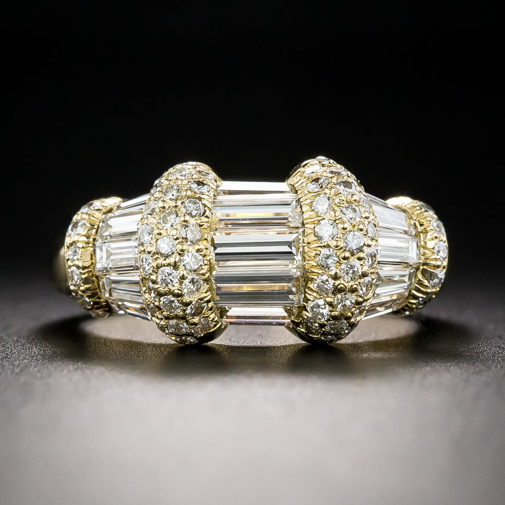 Estate Baguette and Pavé Diamond Ring - 2