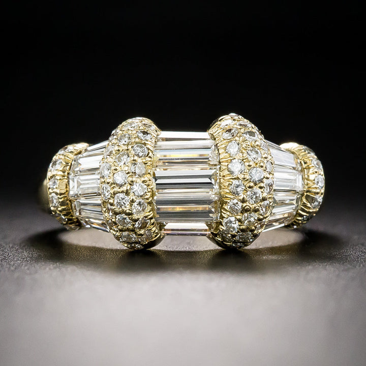 Estate Baguette and Pavé Diamond Ring