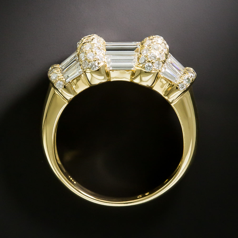 Estate Baguette and Pavé Diamond Ring - 4