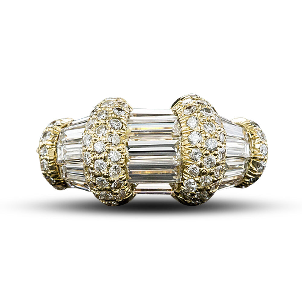 Estate Baguette and Pavé Diamond Ring - 4
