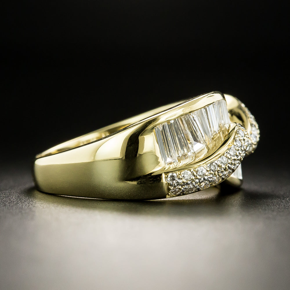 Estate Baguette and Round Diamond Double-Row Weave Ring - 4