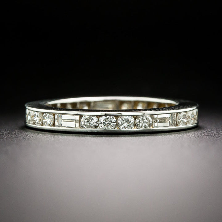 Estate Baguette and Round Diamond Eternity Wedding Band, Size 5 3/4