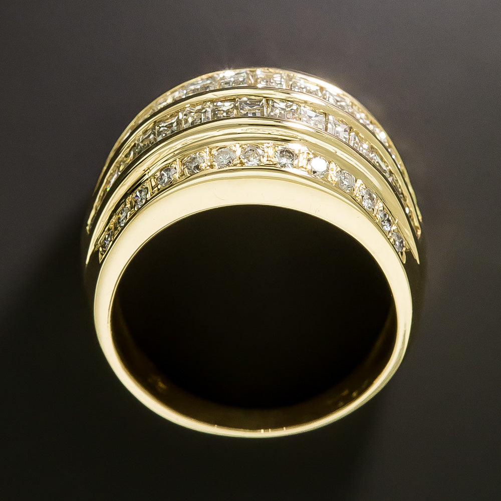 Estate Baguette and Round Diamond Wide Band Ring - 5