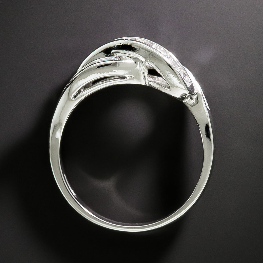 Estate Baguette Diamond Crisscross Wave Ring - 5