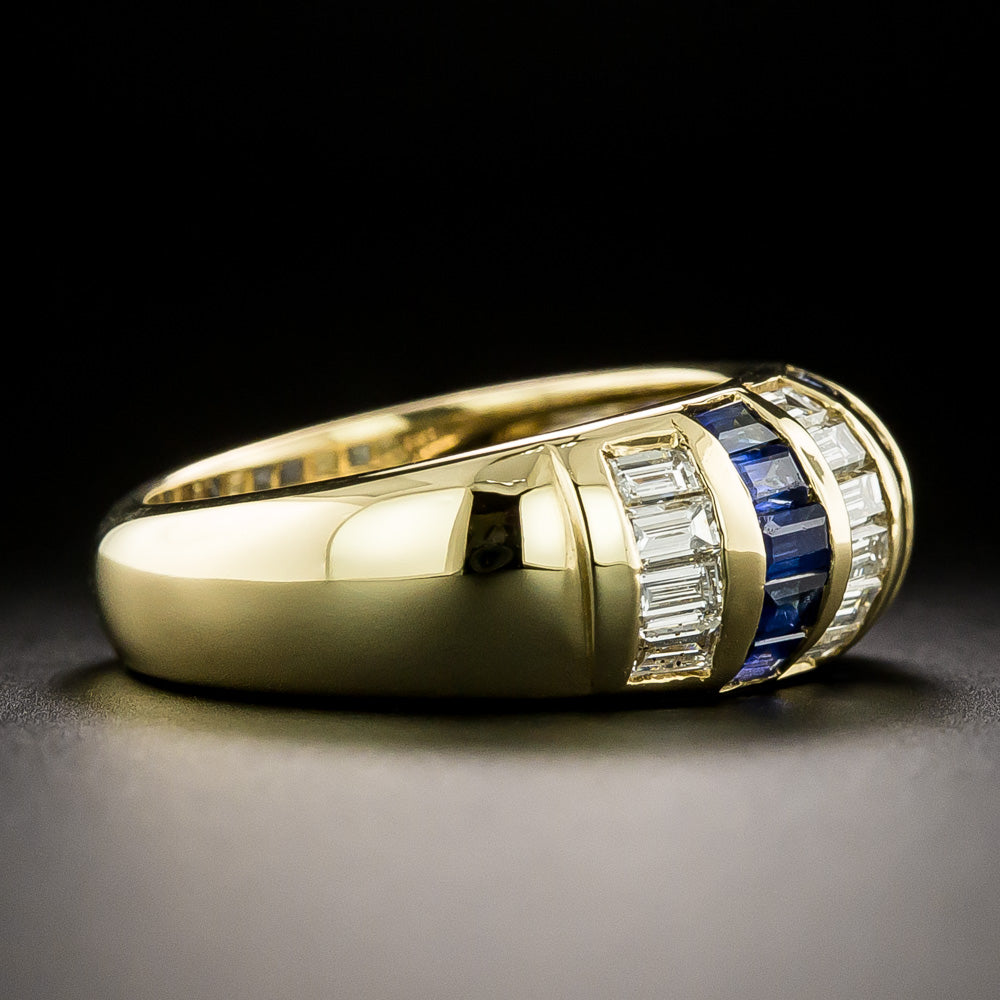 Estate Baguette Sapphire and Diamond Band Ring - 4