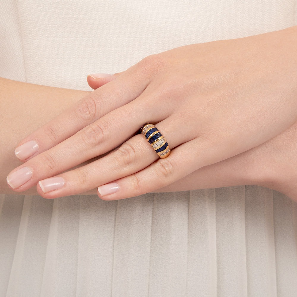 Estate Baguette Sapphire and Diamond Band Ring - 6