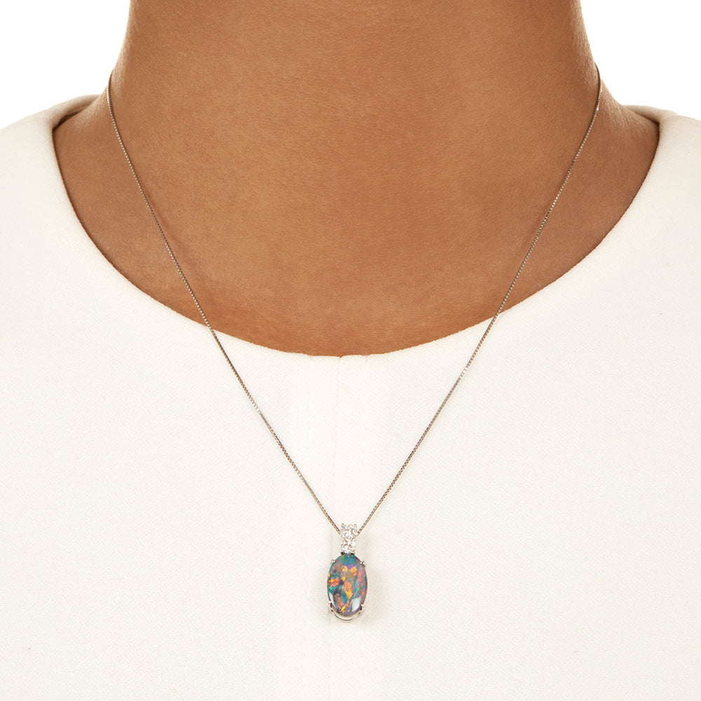 Estate Black Opal and Diamond Necklace - 6