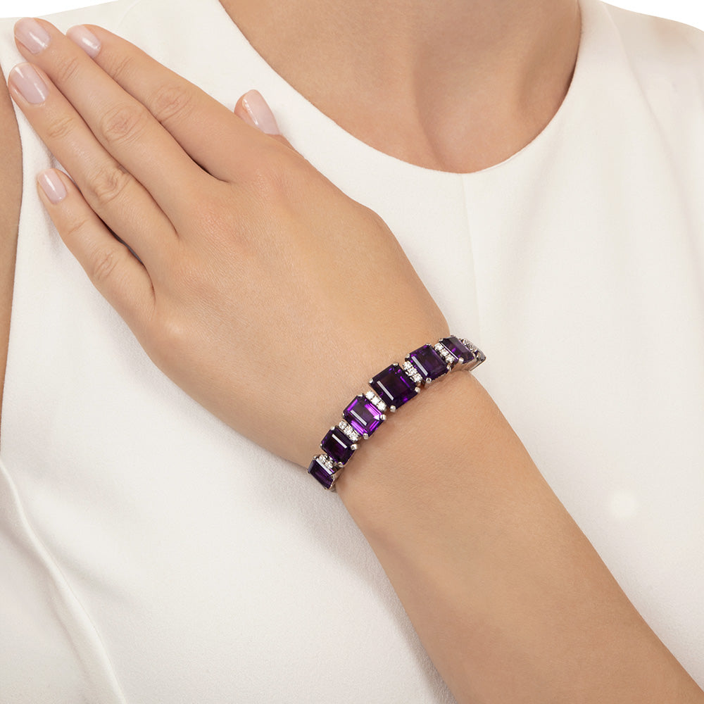 Estate Bold Amethyst Link Bracelet - 3