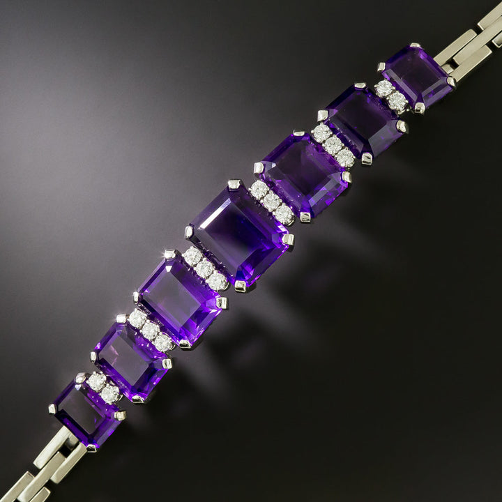 Estate Bold Amethyst Link Bracelet