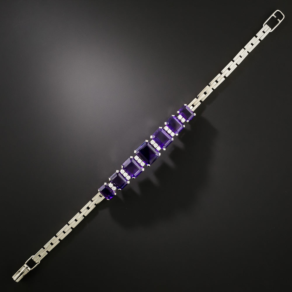 Estate Bold Amethyst Link Bracelet - 3