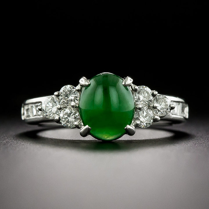 Estate Burmese Jade and Diamond Ring