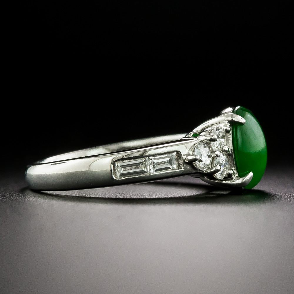 Estate Burmese Jade and Diamond Ring  - 4