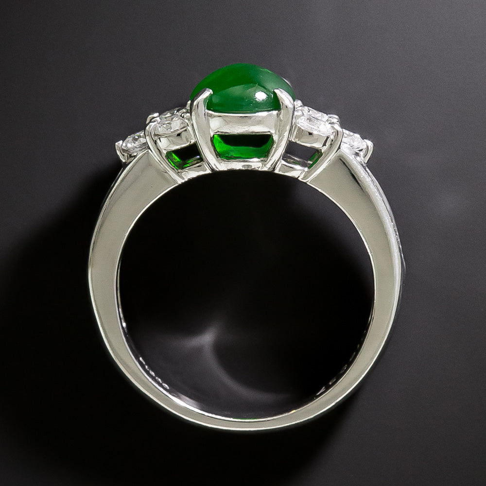 Estate Burmese Jade and Diamond Ring  - 5