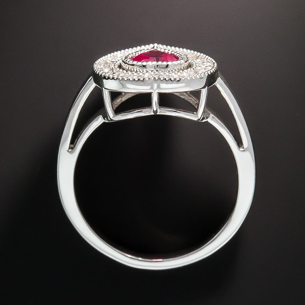 Estate Burmese Ruby and Diamond Heart Ring - 5