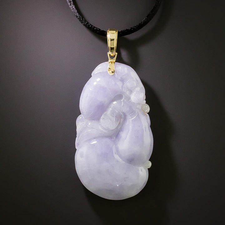 Estate Carved Lavender Jade Necklace