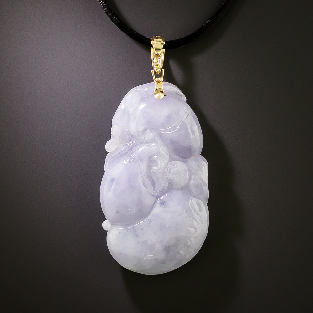 Estate Carved Lavender Jade Necklace - 4