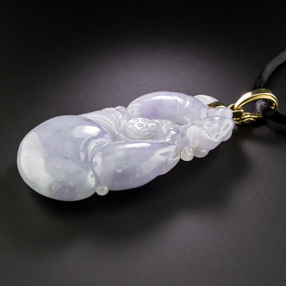 Estate Carved Lavender Jade Necklace - 5