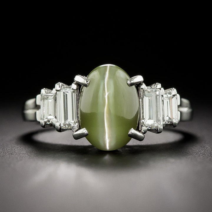 Estate Cat's Eye Chrysoberyl and Diamond Ring